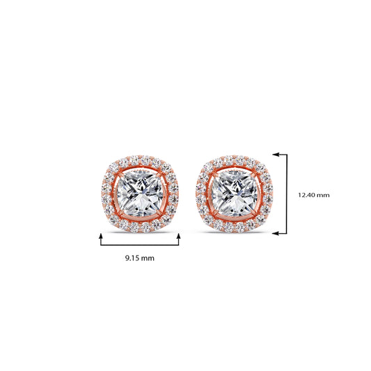 Cushion-Cut Halo Stud Earrings
