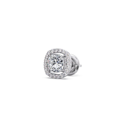 Cushion-Cut Halo Stud Earrings