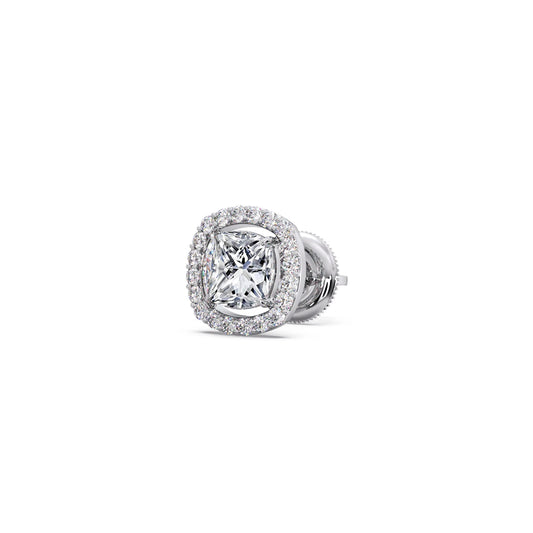 Cushion-Cut Halo Stud Earrings