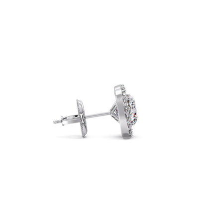 Cushion-Cut Halo Stud Earrings