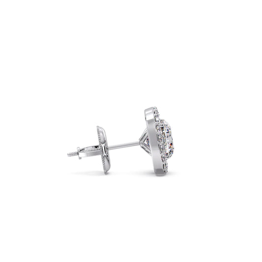 Cushion-Cut Halo Stud Earrings