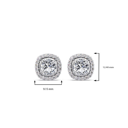 Cushion-Cut Halo Stud Earrings