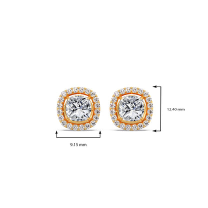 Cushion-Cut Halo Stud Earrings