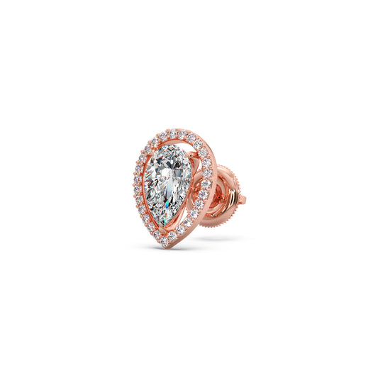 Pear-Shaped Diamond Halo Stud Earrings