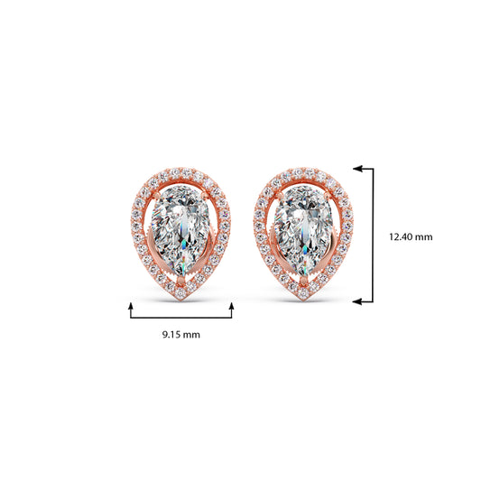 Pear-Shaped Diamond Halo Stud Earrings