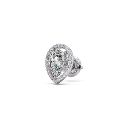 Pear-Shaped Diamond Halo Stud Earrings