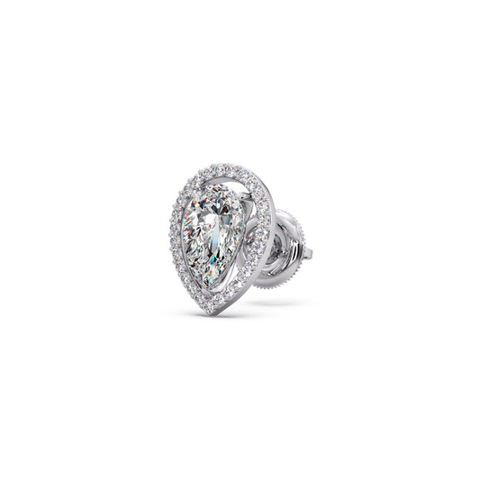 Pear-Shaped Diamond Halo Stud Earrings