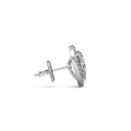 Pear-Shaped Diamond Halo Stud Earrings
