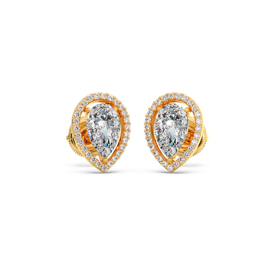Pear-Shaped Diamond Halo Stud Earrings