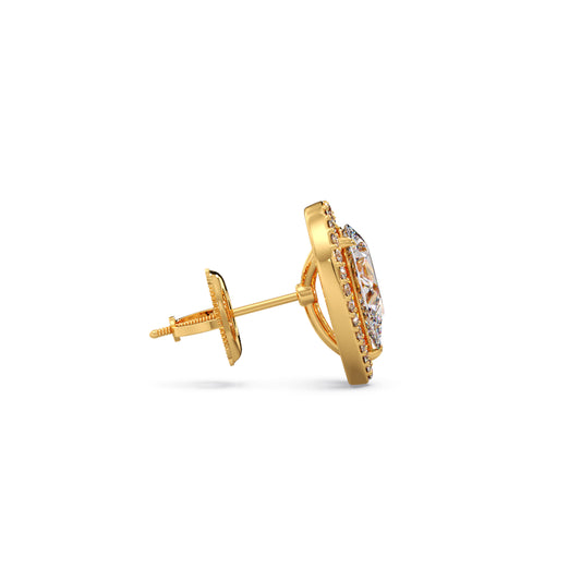 Pear-Shaped Diamond Halo Stud Earrings