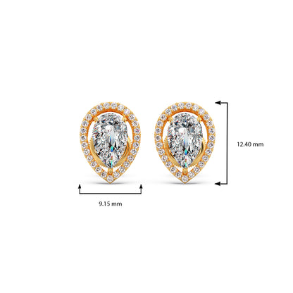 Pear-Shaped Diamond Halo Stud Earrings