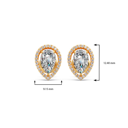 Pear-Shaped Diamond Halo Stud Earrings