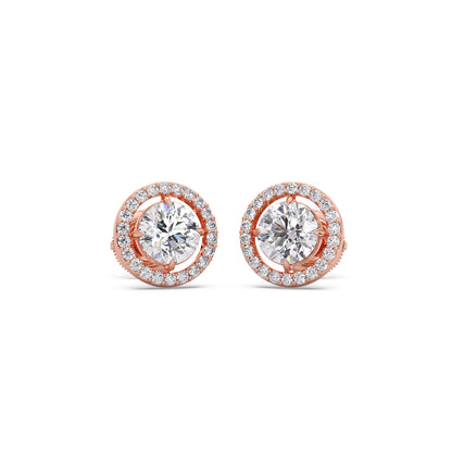 Round Halo Stud Earrings