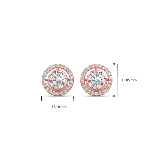 Round Halo Stud Earrings