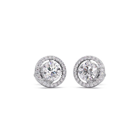 Round Halo Stud Earrings