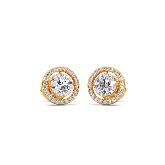 Round Halo Stud Earrings