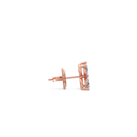 Marquise Cut Diamond Flower Stud Earrings