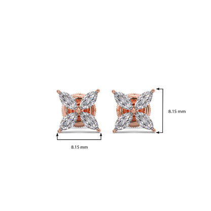 Marquise Cut Diamond Flower Stud Earrings