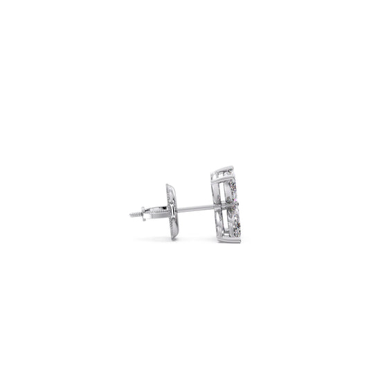 Marquise Cut Diamond Flower Stud Earrings