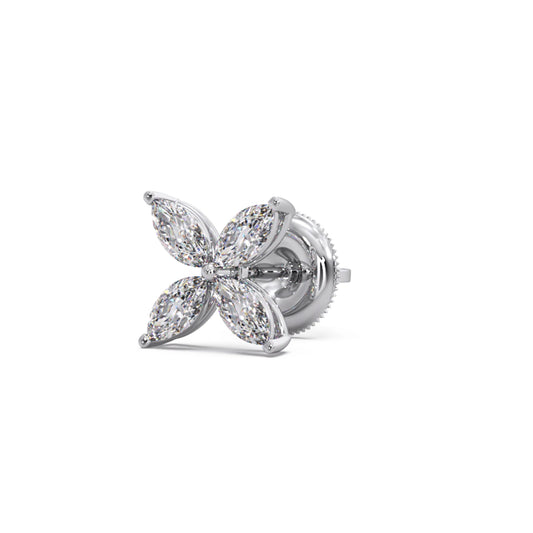 Marquise Cut Diamond Flower Stud Earrings