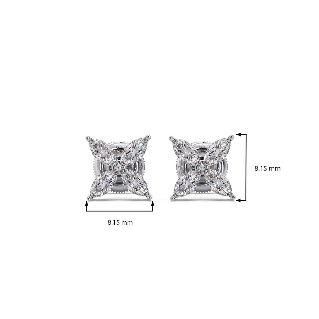 Marquise Cut Diamond Flower Stud Earrings