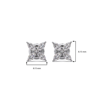 Marquise Cut Diamond Flower Stud Earrings