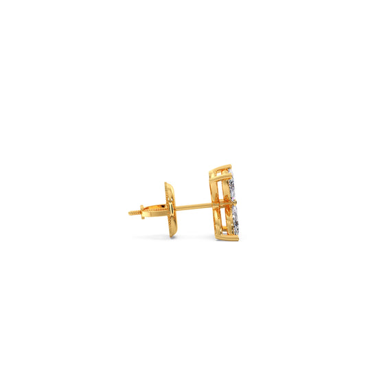 Marquise Cut Diamond Flower Stud Earrings