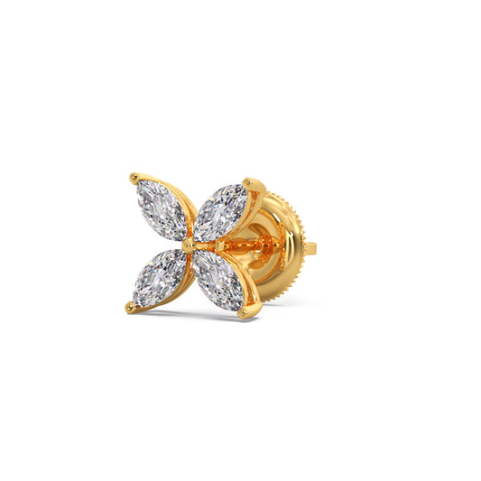 Marquise Cut Diamond Flower Stud Earrings