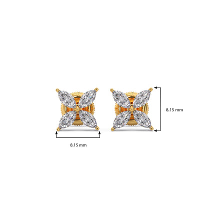 Marquise Cut Diamond Flower Stud Earrings