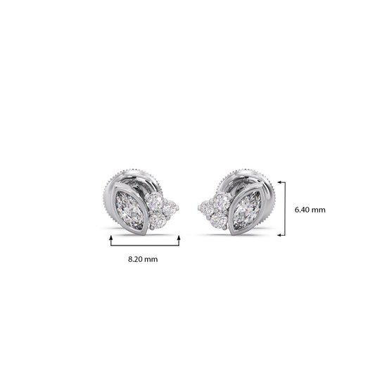 Marquise Cut Diamond Cluster Stud Earrings