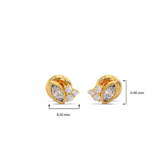 Marquise Cut Diamond Cluster Stud Earrings