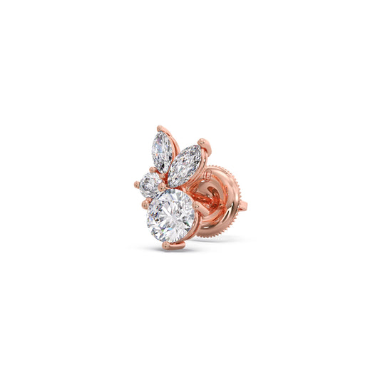Diamond Floral Cluster Stud Earrings