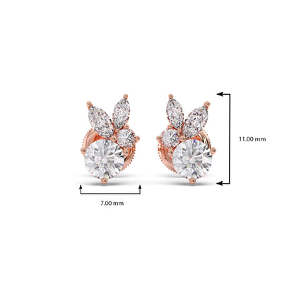 Diamond Floral Cluster Stud Earrings