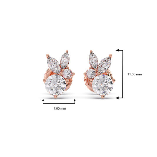 Diamond Floral Cluster Stud Earrings