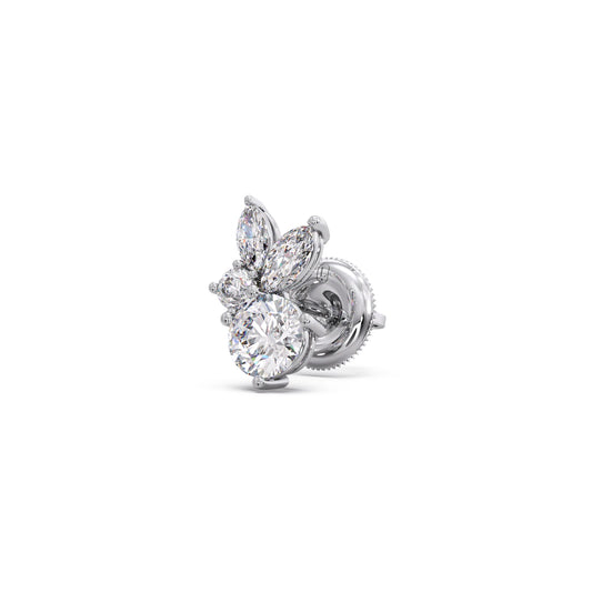 Diamond Floral Cluster Stud Earrings