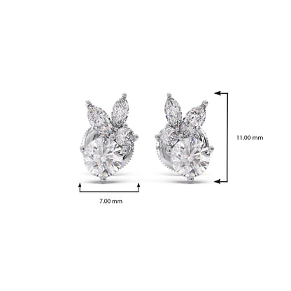 Diamond Floral Cluster Stud Earrings