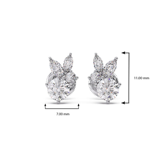 Diamond Floral Cluster Stud Earrings