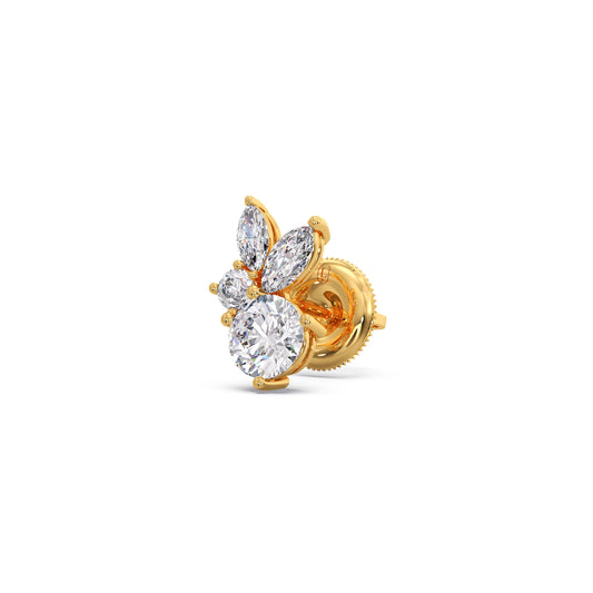 Diamond Floral Cluster Stud Earrings