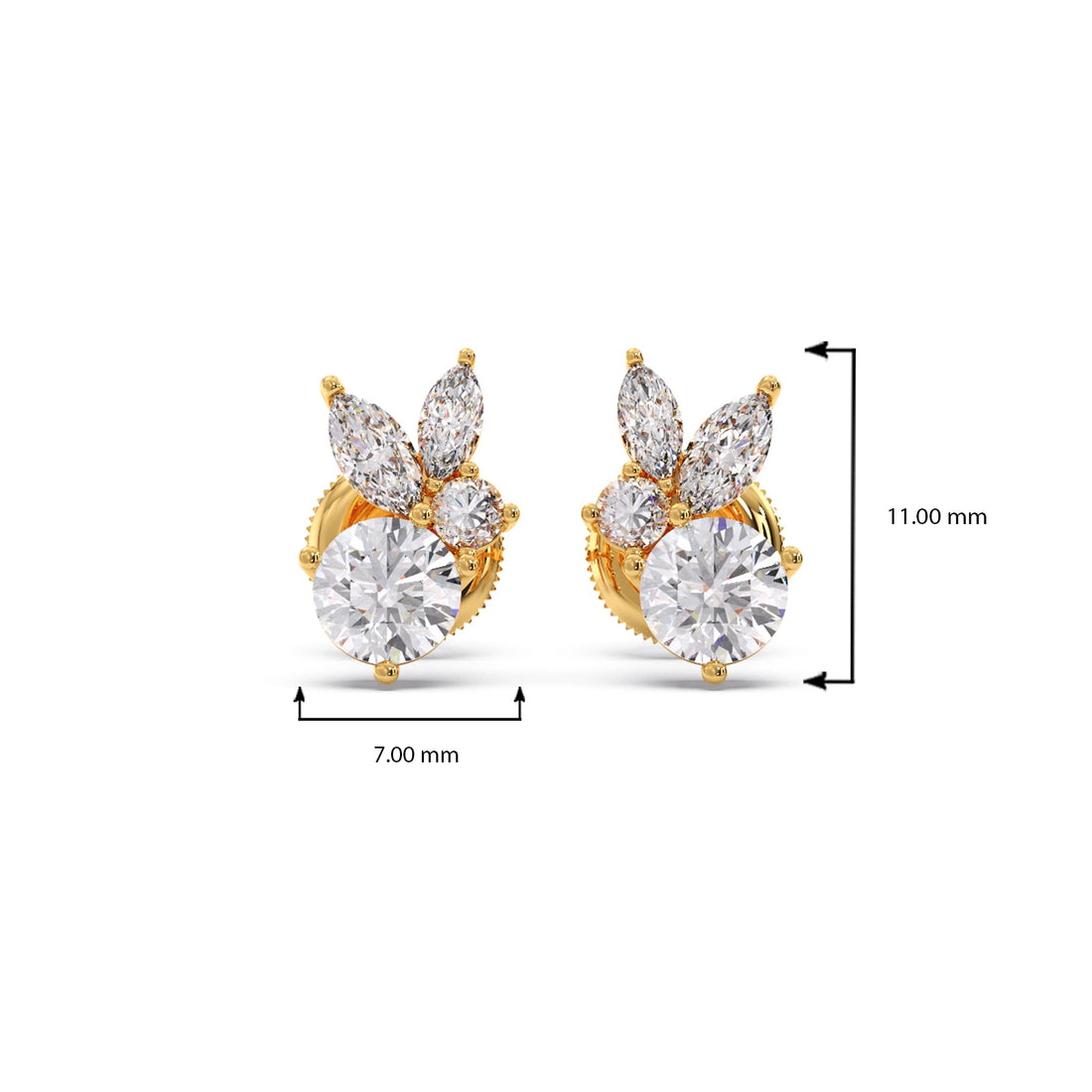 Diamond Floral Cluster Stud Earrings