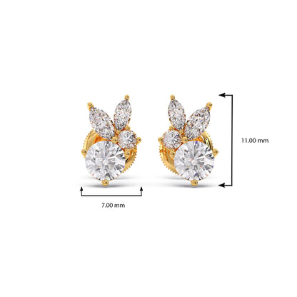 Diamond Floral Cluster Stud Earrings