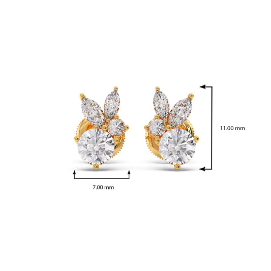 Diamond Floral Cluster Stud Earrings