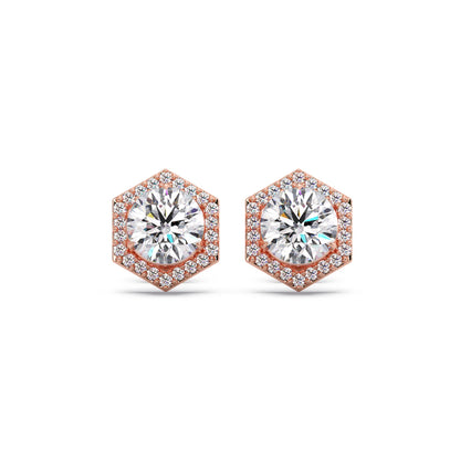 Hexagon Halo Stud Earrings