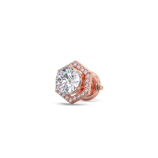 Hexagon Halo Stud Earrings