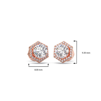Hexagon Halo Stud Earrings