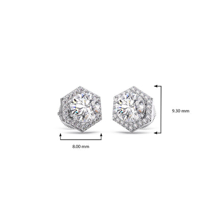 Hexagon Halo Stud Earrings