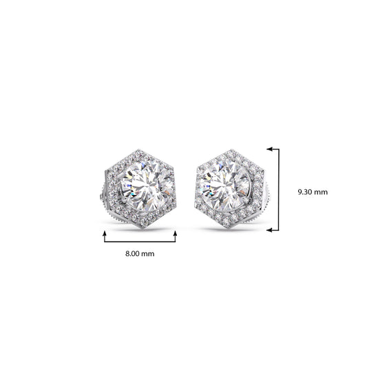 Hexagon Halo Stud Earrings
