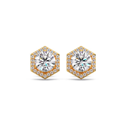 Hexagon Halo Stud Earrings