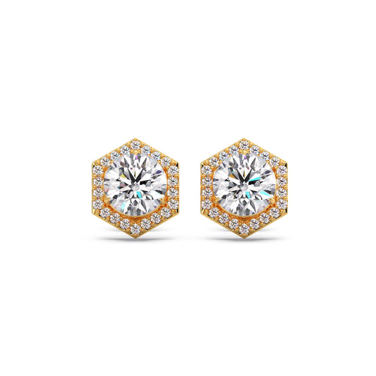 Hexagon Halo Stud Earrings