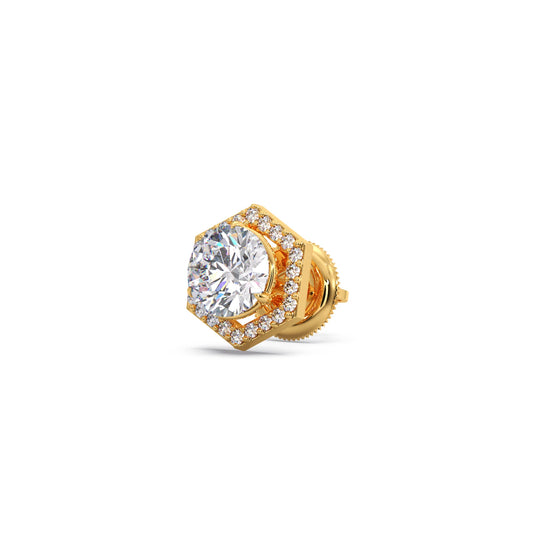 Hexagon Halo Stud Earrings
