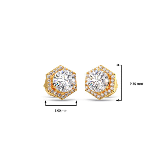 Hexagon Halo Stud Earrings